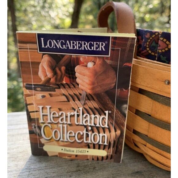Longaberger Button Basket 1996 Small Round Liner Protector Heartland Collection - Picture 10 of 11